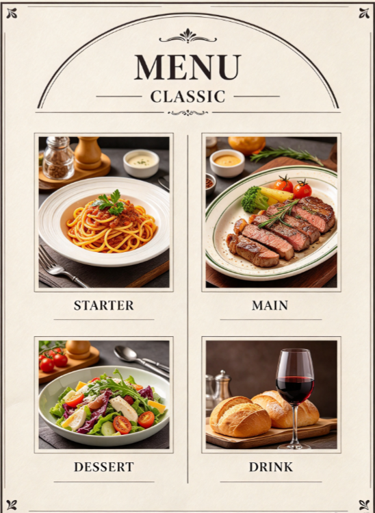 Classic menu layout